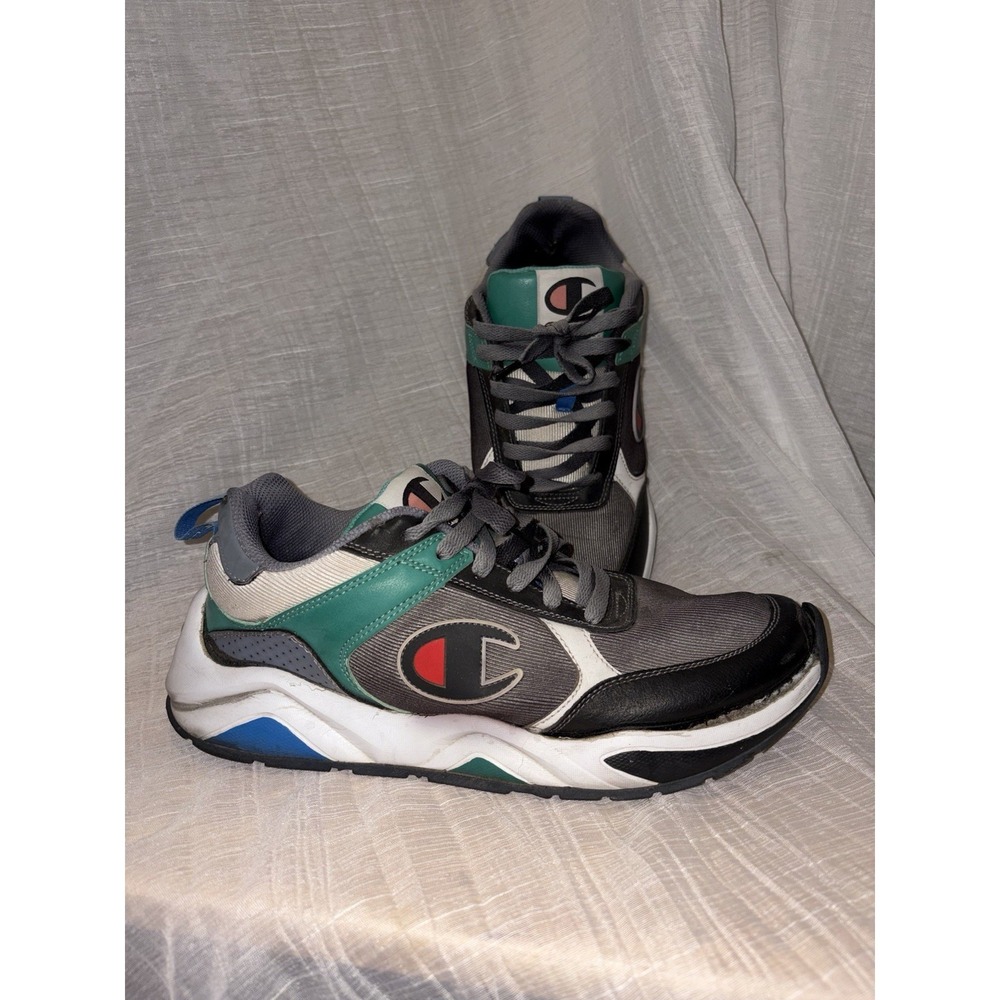 Champion 93Eighteen Men's Size 10 Low Top Sneakers Black/Gray/Green Colorblock